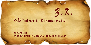 Zámbori Klemencia névjegykártya